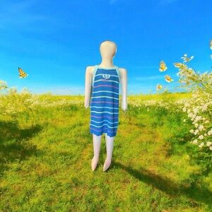 Disney Stitch Ohana Girls Striped Crochet Dress L NWT